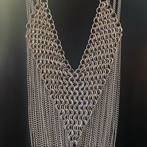 Long Silver Necklace & Earring Set